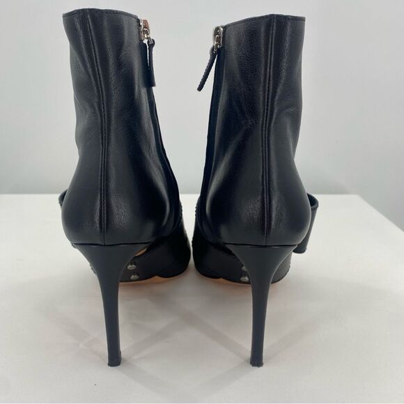 VALENTINO GARAVANI Black Leather Stiletto Ankle Booties Heels - Picture 8 of 14
